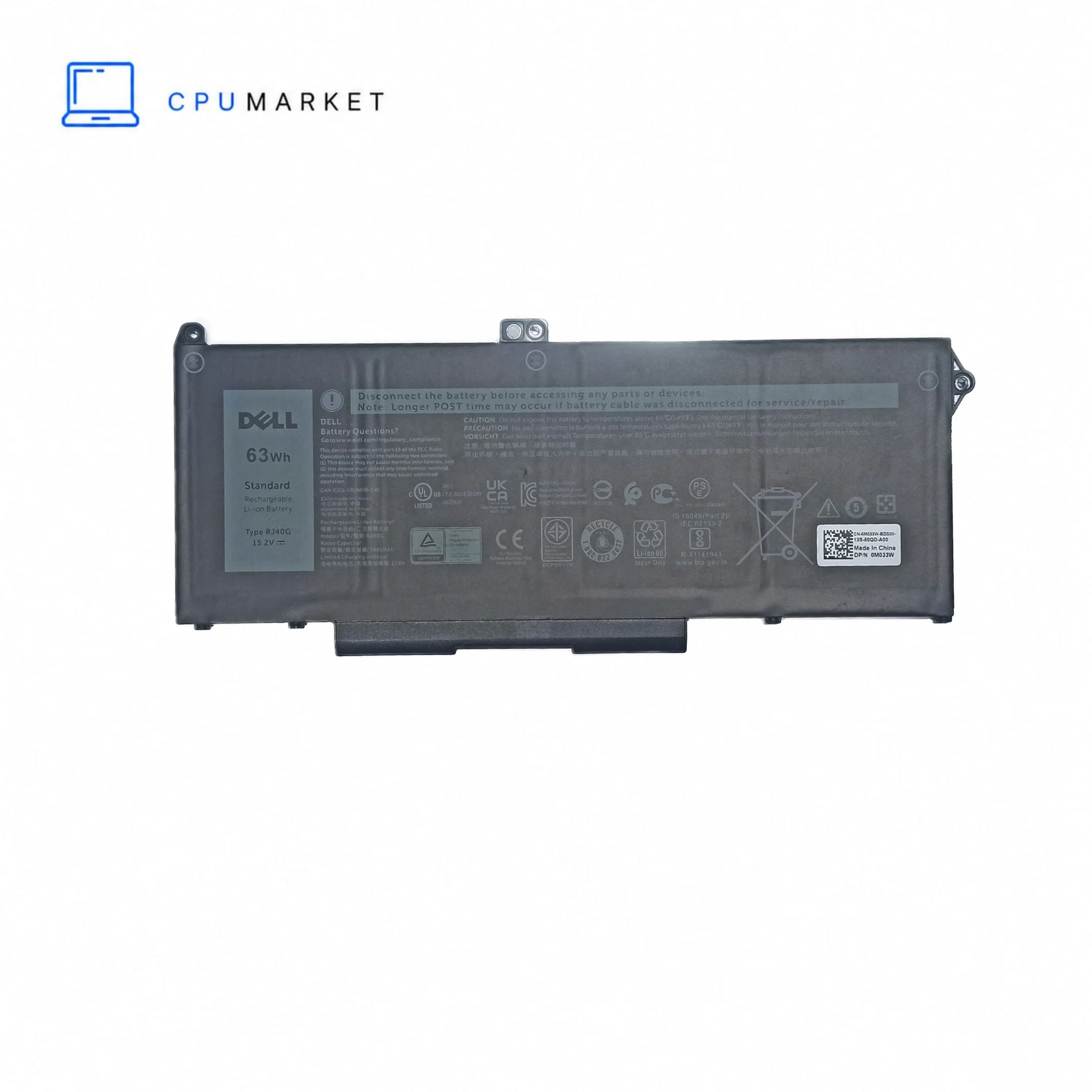 باتری لپ تاپ دل Dell Latitude 5420, 5520 - RJ40G اورجینال رو دستگاهی